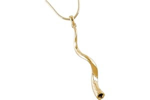 AJDesign Shofar Pendant Necklace Large Kudu Yemenite Jewish Blow Horn Rhodium Plated