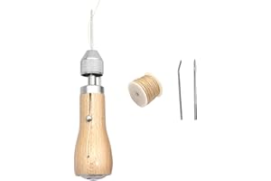 Beavorty DIY Leather Sewing Kit Hand Stitch Tool Set with Waxed Thread and Wooden Handle, Leathercraft