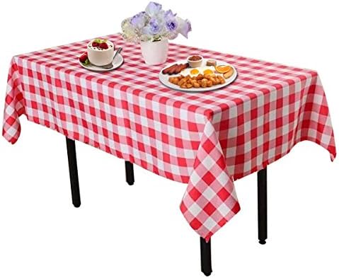 Checkered Tablecloth,OWEV 4 Pack Plastic Red and White Checkered Tablecloths