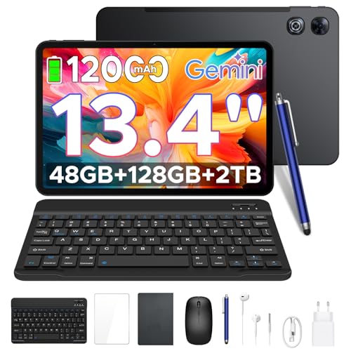 P13 Tablet 13.4 Inch 2.4K Android Tablet 16 120Hz, 48GB+128GB/2TB TF,FHD,12000mAh/18W,Octa-Core,WiFi5,Gemini AI,Widewine L1,GMS, 13MP+8MP,Ultra-Thin 0.8 cm, Keyboard, Pen, Mouse,Body Metal in Metal