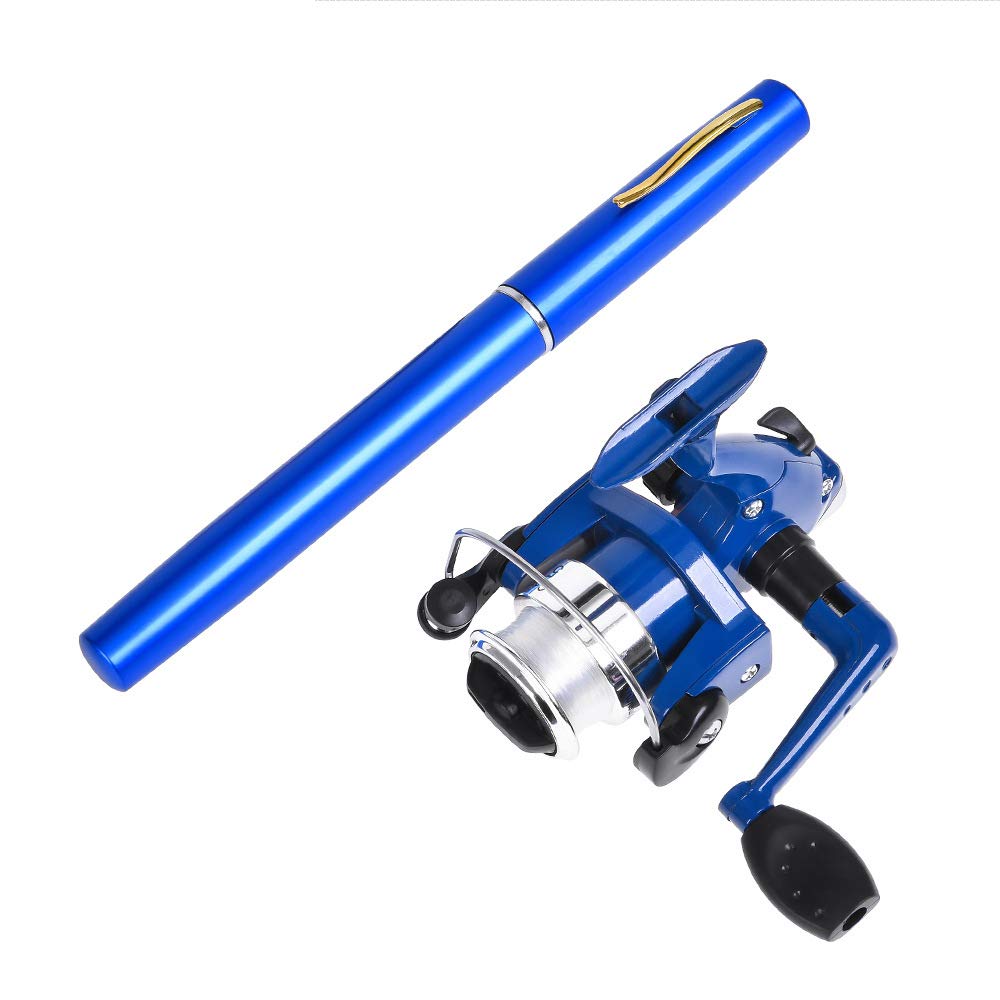 Tomshine Fishing Rod Pen Fishing Rod and Reel Combo Aluminum Alloy Mini Telescopic Pocket Fishing Rod Pole Spinning Reel Set