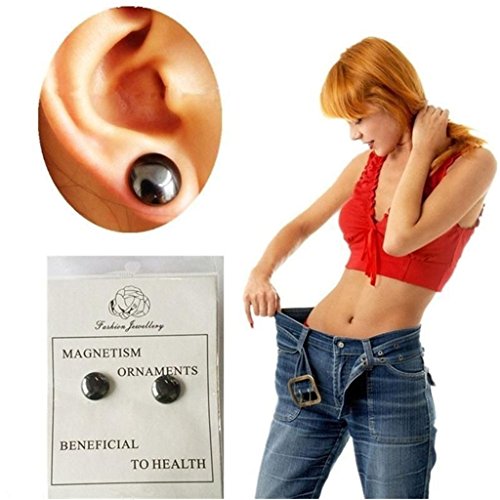 Aigemi 2 Pairs Bio Weight Loss Earrings Stimulating Acupoints Earring Magnetic Therapy