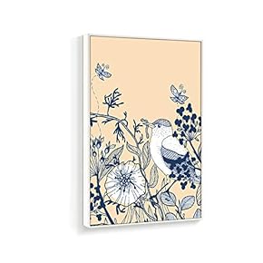 Framed Canvas Wall Art for Living Room, Bedroom Chinese Ink Birds and Flowers Canvas Prints for Home Decoration Ready to Hanging - 16x24 inches