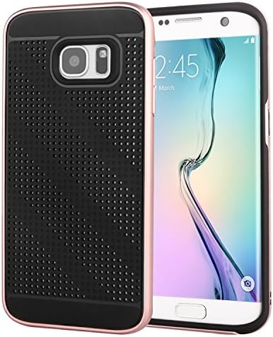 Galaxy S7 Edge Case, OLVOO PREMIUM BUMPER [Satin Silver] Bumper Style Premium Case Slim Fit Dual Layer Protective Cover for Samsung Galaxy S7edge (2016) (Rose gold + black)
