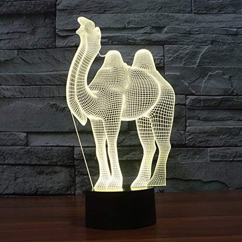 HSDDA Table Lamp 3D Night Light,Camel,Creative Led Table Lamp,Children's Gift Light,263X136X87(mm),Remote Control Touch Base (Color : Rechargeable Battery Touch Base)