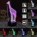 Giraffe Lamp 3D Illusion Animal Giraffe Remote Control LED Desk Table Night Light Lamp 7 Color Touch Lamp Kiddie Kids Children Family Holiday Gift Home Office Childrenroom Theme Decoration by HUI YUAN