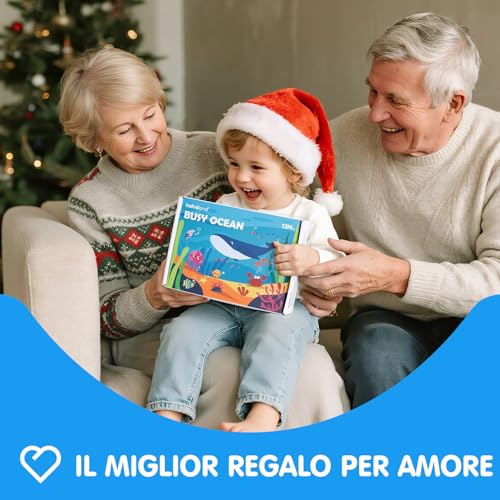 hahaland Busy Board Montessori 1 Anno - 15 in 1 Feltro Libro Montessori Interattivo Quiet Book Sensoriale Educativo - Regalo Bimbo Bimba Giochi Bambini 1 2 3 Anno