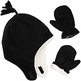 Baby Boy Sherpa Hats and Mittens Set Toddler Gloves Warm Fleece Winter Hat Baby Girl