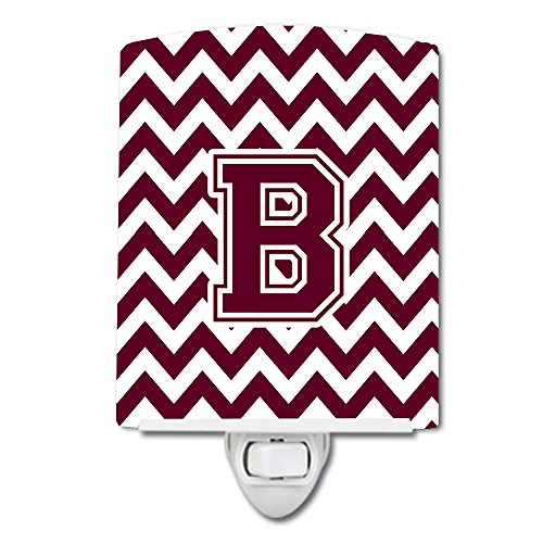 Caroline's Treasures CJ1051-BCNL Letter B Chevron Maroon and White Ceramic Nigh…