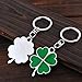 Jzcky Shzrp Silver and Green Color High Quality Zinc Alloy Four-leaf Clover Fortune Keychain (Four-leaf Clover)