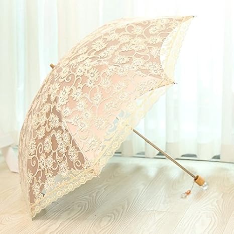 Amazon 折りたたみ 日傘 完全遮光 Uvカットレース 菊刺繍 優雅 プレゼント ギフト 傘 晴雨兼用 猛暑対策 夏対策 ベージュ Baelley 傘 レインウェア 通販