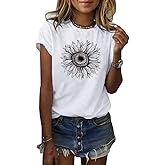 Cicy Bell Women's T Shirts Short Sleeve Tees Sunflower Graphic Loose Summer Tops