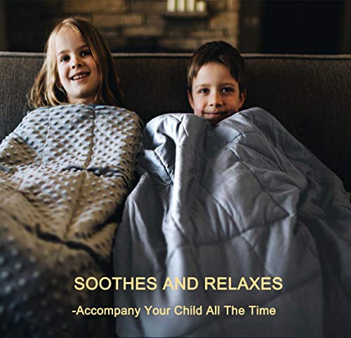 QueenKingHome Weighted Blanket 5 lbs for Adult Kids Teens | 100% Cotton Twin Size Heavy Blanket with Glass Beads for Children 40 to 60 Pounds (5lb 36\'\' x 48\'\')