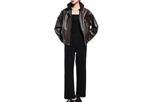 Women's Cool Handsome Short Hard Distressed Brown Leather Jacket - Zipper Luxury American Retro Designer Clothes