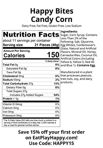 Happy Bites Candy Corn - Gluten Free, Fat Free, Dairy Free - Resealable Pouch (1 Pound)