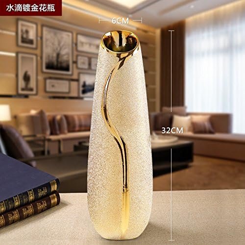 KIKIXI Jingdezhen Ceramic Decorative Golden Flower Vase Home Furnishing European Gold Ornaments Crafts Frosted Tv Cabinet,B