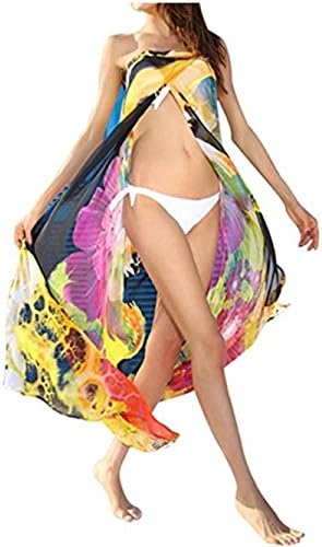 Vdepin Women's Sexy Cardigan Blouse Bikini Swimwear Kimono Cover Up Beach Dress (Yellow)