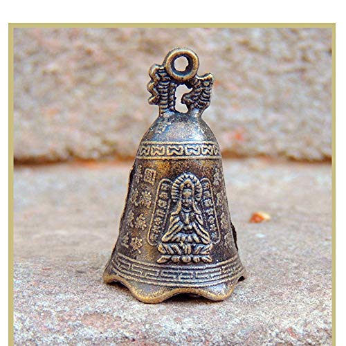 KOOBOOK 5Pcs Retro China's Mini Bronze Sculpture Pray Buddha Feng Shui Bell Home Garden Decorative Wind Bells Car Pendant Accessories 50x30mm