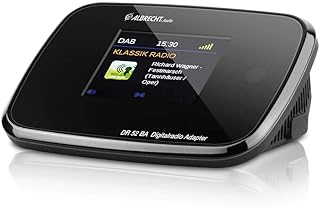 Albrecht DR52BA Adapter mit Bluetooth zum Aufrüsten von HiFi-Anlagen und UKW-Radios zum digitalen DAB+ Empfang, mit Farbdisplay und Antenne, Farbe: Schwarz