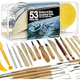 U.S. Art Supply 53 Piece Pottery & Clay Sculpting Tool Set with Hard Plastic Storage Box