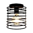 Lysed Small Ceiling Light Fixture Rustic Hallway Light Fixtures Ceiling, E26 E27 Base Black Industrial Semi Flush Mount Ceiling Light, for Entryway, Porch, Kitchen Over Sink Light Fixtures