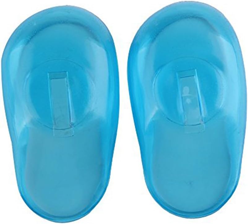 1Pair(2pcs) Blue Soft Plastic Salon Hairstyle Hair Washing/Dye Ear Cover Guard Protector Best for Home/Barbershop