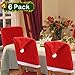 Christmas Chair Back Cover Set of 6, Santa Clause Red Hat Slipcovers Kitchen Chair Cap Sets Xmas Decoration for Dinning Room Christmas Banquet Holiday Festival Decor