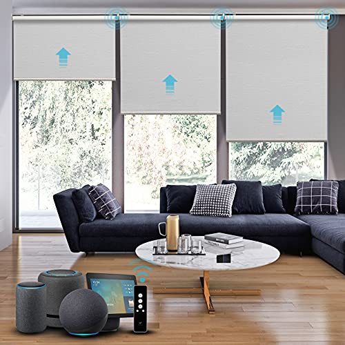 SmartWings Motorized Roller Shades,100 Blackout Rechargeable Motorized