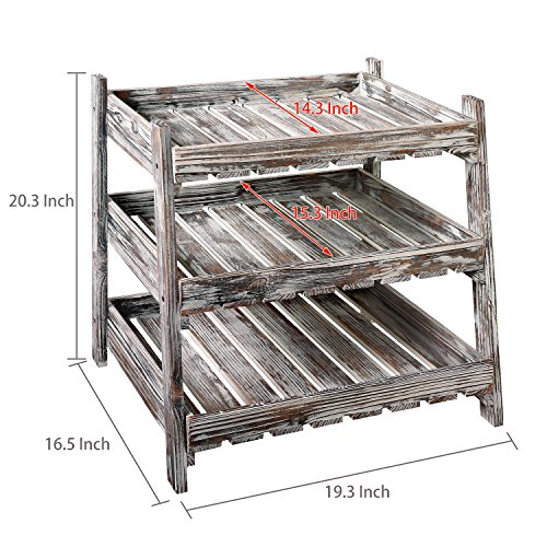 MyGift Multipurpose 3-Tier Country Rustic Wood Crate Design Tabletop Organizer Display Rack - Thumbnail 5