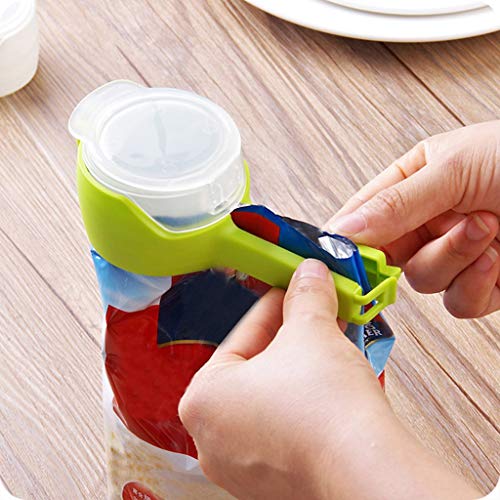 Efaster Bag Clip Pour Food Sealing Storage Seal Sealer Freezer Fridge Clamp Cover Fresh-Keeping Clips，All-Purpose Air Tight Grip Clips for Kitchen Office to Seal Coffee Bags (Green X2) - Thumbnail 3