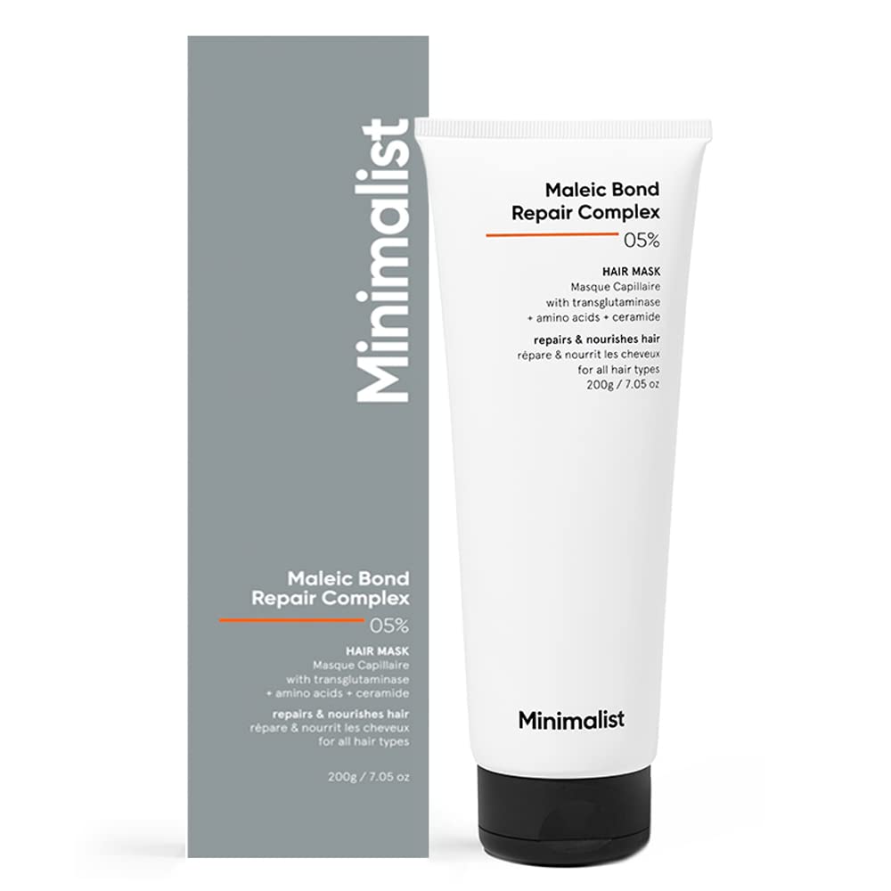 Minimalist Maleic Bond Repair Complex 5% Hair Mask with Transglutaminase, Amino Acids & Ceramides | For Damaged & Frizzy Hair | For Women & Men | For All Hair Types | 200 gm