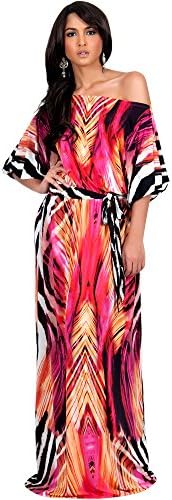 KOH KOH Plus Size Womens Long One Shoulder Cocktail Evening Elegant Long Graphic Print Designer Sexy Party 3/4 Sleeve Beach Day Vestido Maxi Dress, Color Pink, Size 3X Large 3XL 22-24