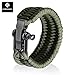 Linshanbang Paracord Survival Bracelet with Adjustable Black Stainless Steel D Shackle - Grade Type III Military Bracelet - Suitable for 8 to 9 Inch Wrists - Army Green