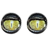 25 Mm Glass Eyes ,1 inch, Night Crocodile ,1pair for Prop Building , crafting , paper mache, clay , jewelry
