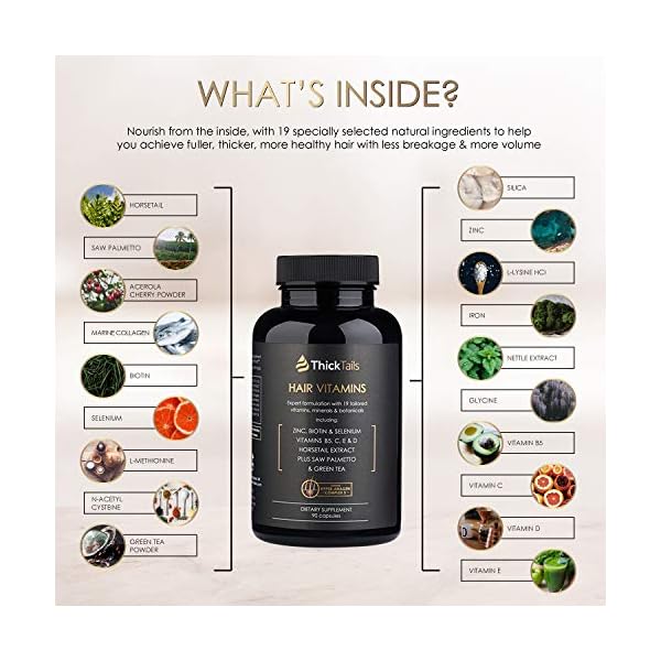 ThickTails-Hair-Growth-Vitamins-Supplement-For-Women-With-Thinning-Hair-Due-to-Menopause-And-Stress-Anti-Hair-Loss-Regrowth-Tablets-With-Biotin-Saw-Palmetto-Horsetail-DHT-Blocker-1-Month-Supply ThickTails Hair Growth Vitamins Supplement - For Women With Thinning Hair Due to Menopause And Stress. Anti Hair Loss…