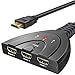 HDMI Switch Splitter 3 in 1 Out Ports with High Speed Pigtail Cable Supports 1080P&3D, HD Audio