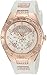 GUESS Women's U0653L4 Sporty Rose Gold-Tone Stainless Steel Watch with Multi-function Dial and White Strap Buckle