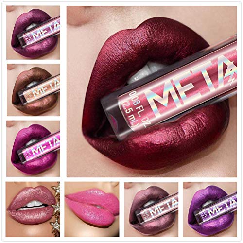 FanMin Liquid Metallic Lipstick Matte Lipstick, Waterproof Kissproof Long Lasting Liquid Lipstick,Attractive Lip Color (SET-02#)