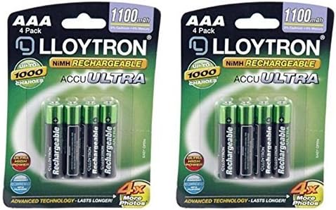 2 x Lloytron AAA 1100mAh NIMH AccuUltra Rechargeable Batteries (Pack of 4)