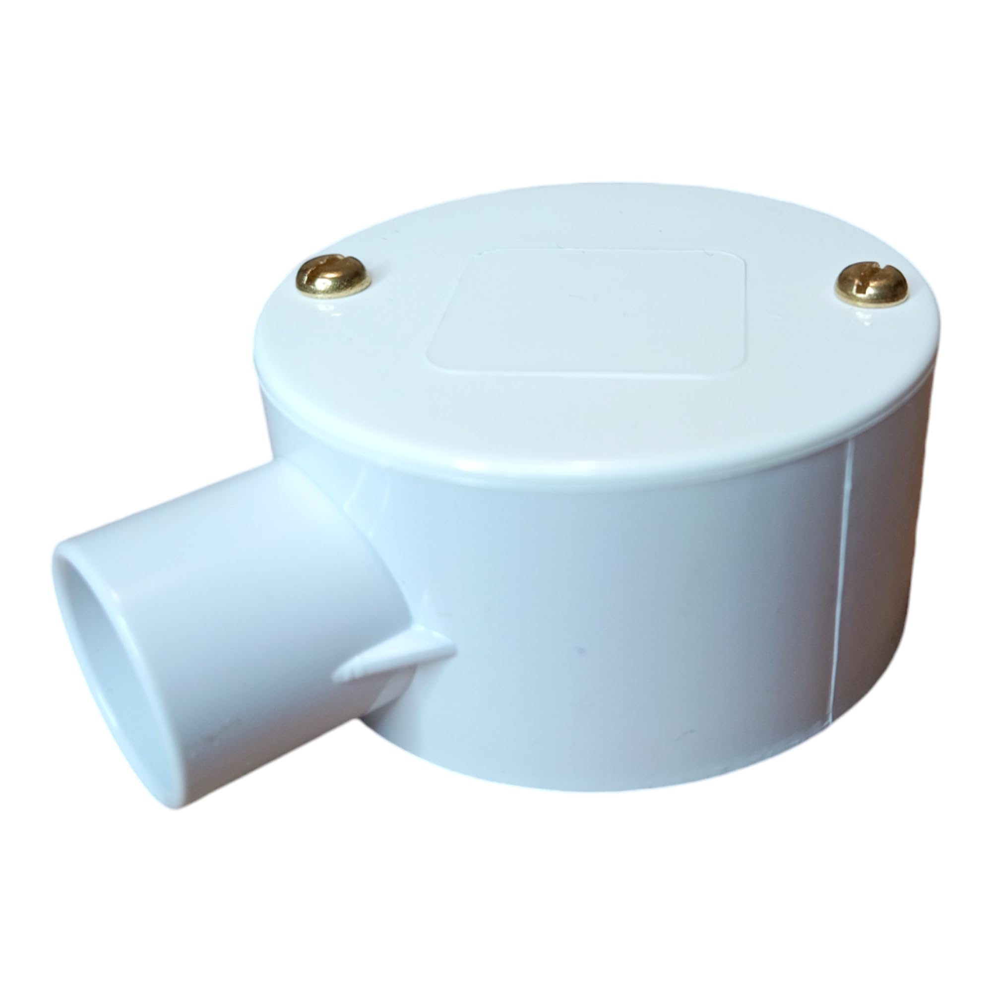 White 20mm PVC Conduit Box 1 Way Terminal Box with Lid and Screws - Pack of 1