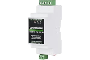 Waveshare Industrial Serial Server, RS232 to RJ45 Ethernet, TCP/IP to Serial, Modbus Support,Rail-Mount Support, with POE Fun