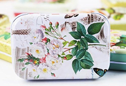 Novelty Lovely Small Flower Iron Tin Storage Containers Gift Mini Jewelry Box Decor Pill Case x 6 pcs. Mix Patterns