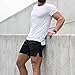 EVERWORTH Men's Solid Gym Workout Shorts Bodybuilding Running Fitted Training Jogging Short Pants with Zipper Pocket Black L