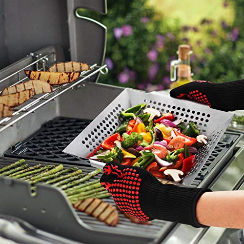 2 Pack Grill Basket Set,Grilling Wok for Vegetable, Kabob, Shrimp-Heavy Duty Stainless Steel BBQ Accessories, Fit All Grill - Thumbnail 5