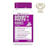SmartyPants Daily Multivitamin for Women: Vitamin D, C, D3, E, B12 for Energy, COQ10, Omega 3 DHA, Iodine, Lutein, Folate, Vegan, Easy to Swallow Capsules, 60 count (30 Day Supply) Packaging May Vary