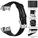 Hamile Slim Bands Compatible for Fitbit Charge 3, Genuine Leather Replacement Watch Band Wristband Strap Fitbit Charge 3 Charge 3 SE, Women, Small, Black