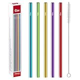Yookeehome 5 PCS Colored Smoothie Straws with a Cleaning Brush, 10.5