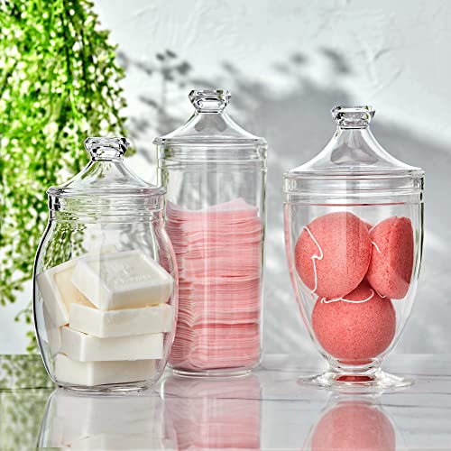 Amazing Abby Adore Acrylic Apothecary Jars (3Piece Set), Plastic