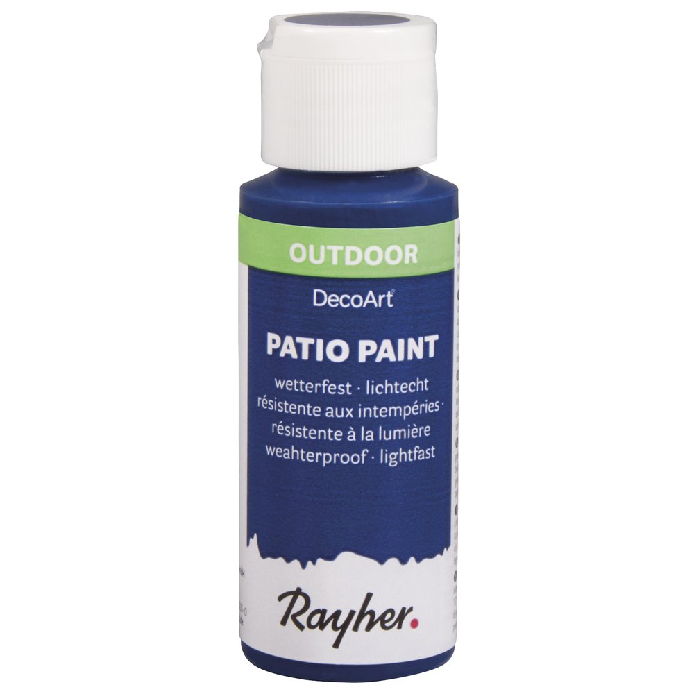 Rayher 38610384 Patio Paint, Ultra Blue, 59 ml Bottle, Weatherproof Acrylic Paint for Outdoor Use, Lightfast, Paint for Indoor and Outdoor Use