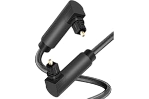 Wooswen Right Angle 90 Degree Optical Audio Cable, Digital Fibre Optic Toslink for Soundbar, TV, Home Theater